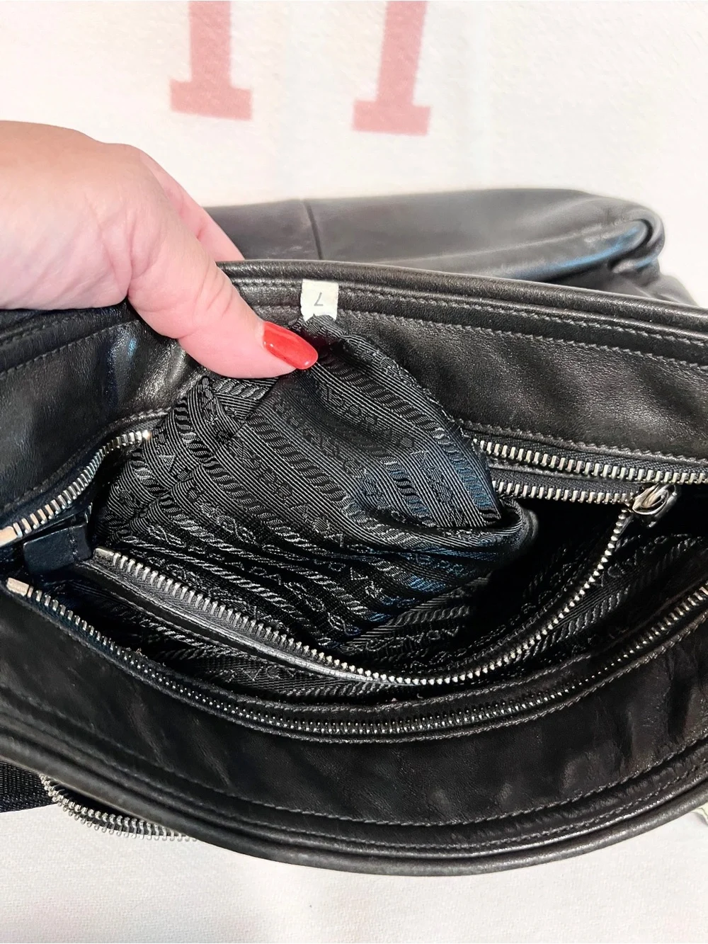 Prada⭐️Black Leather Messenger Bag with Silver Hardware!